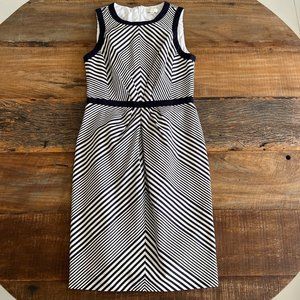 NWT Shoshanna silk and cotton navy & soft white striped dress